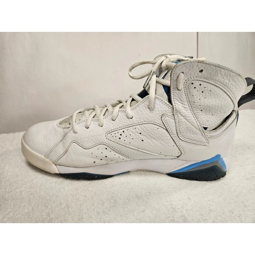 AIR JORDAN 7 VII RETRO USED SIZE 12 WHITE FRENCH BLUE FLINT GREY 304775-107 - Picture 8 of 9
